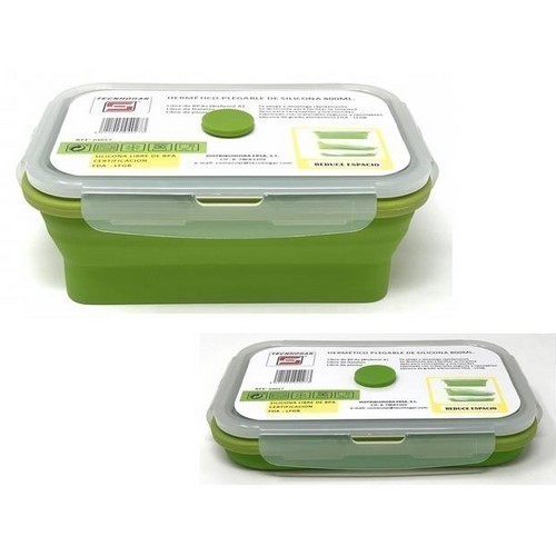 HERMETICO PLEGABLE SILICONA RECT. VERDE 0.8L